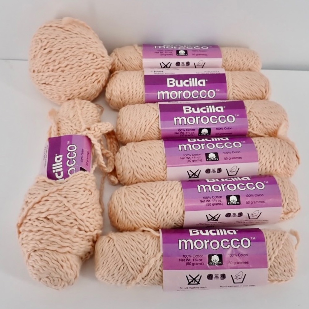 Bucilla Morocco 100% Cotton Light Orange Creamsicle Yarn 8 Skeins 50 grams each